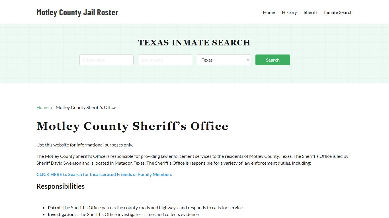 Motley County Sheriff Office, TX, Arrest Warrants Search