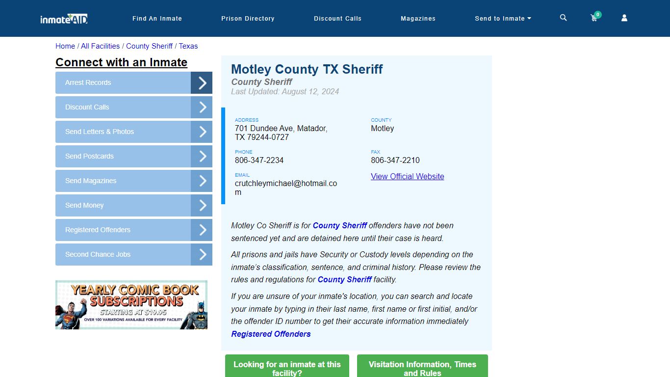 Motley County TX Sheriff & Arrest Search - InmateAid